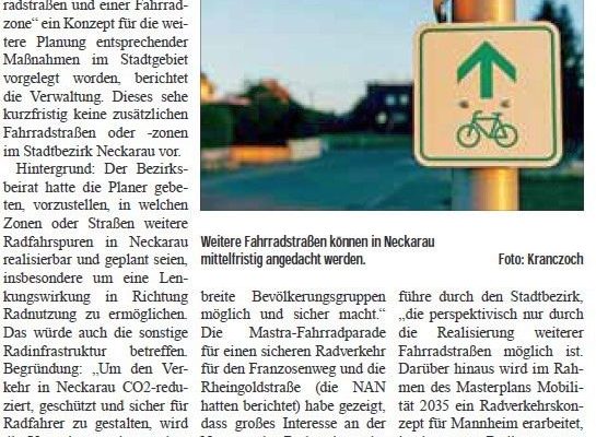 Mehr Fahrradstraßen in Neckarau erst mittelfristig